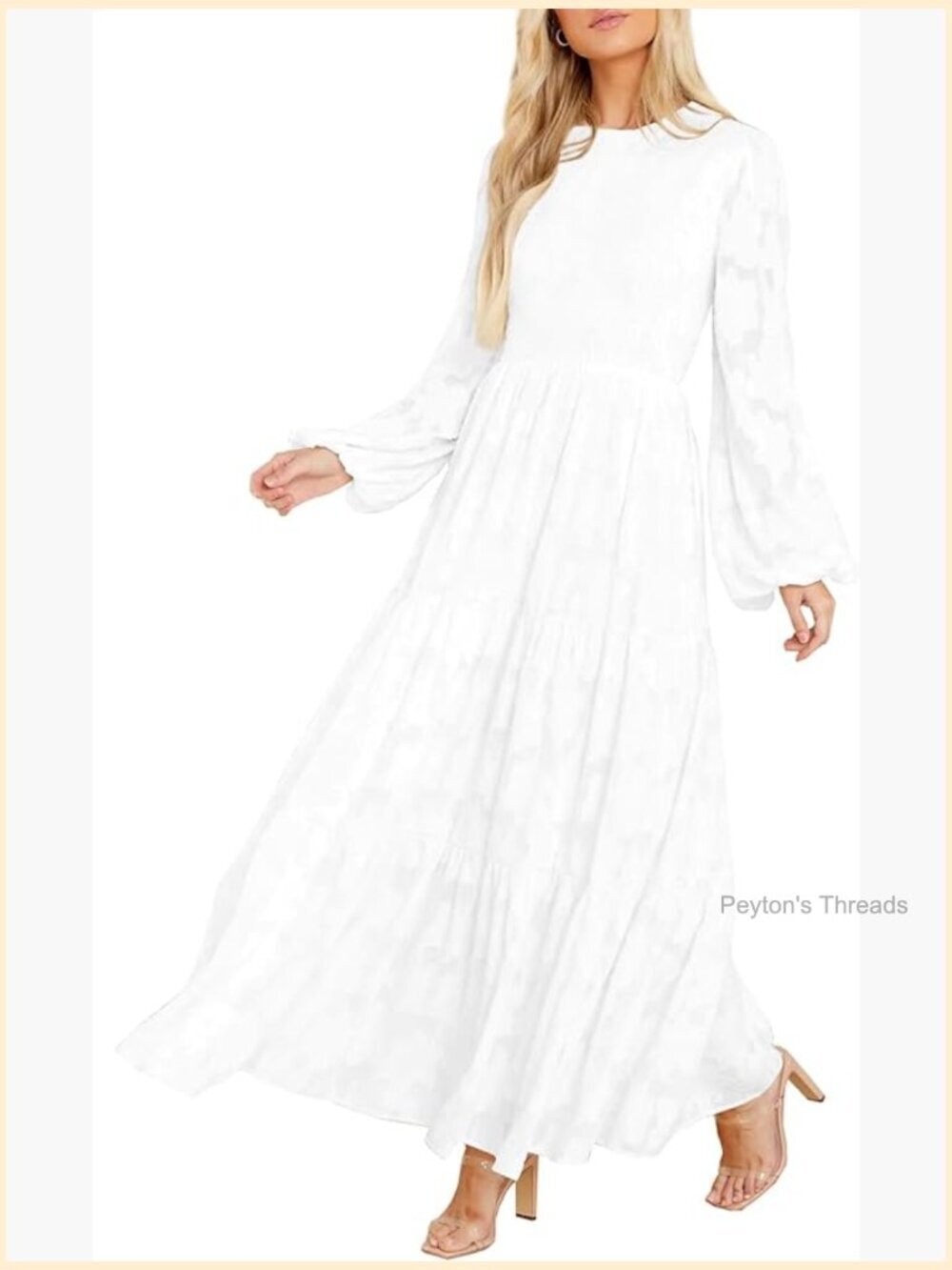 Floral Long Sleeve Smocked A-Line Tiered Maxi Dress with Pockets